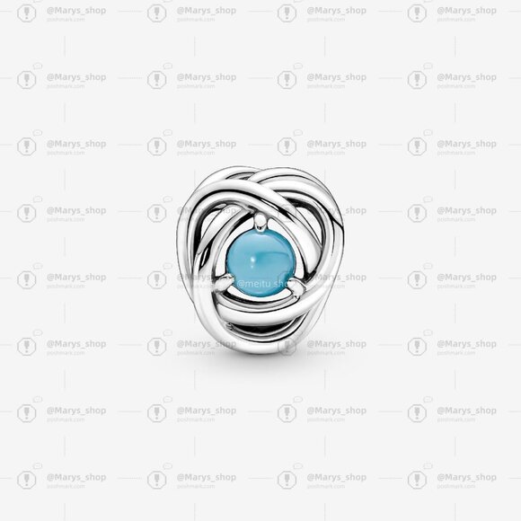 Pandora December Turquoise Blue Eternity Circle Charm - Picture 3 of 5